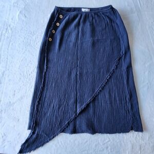 Mododoc Los Angeles Flare Hem Midi Skirt Medium Crinkle Cotton Comfort Versatile